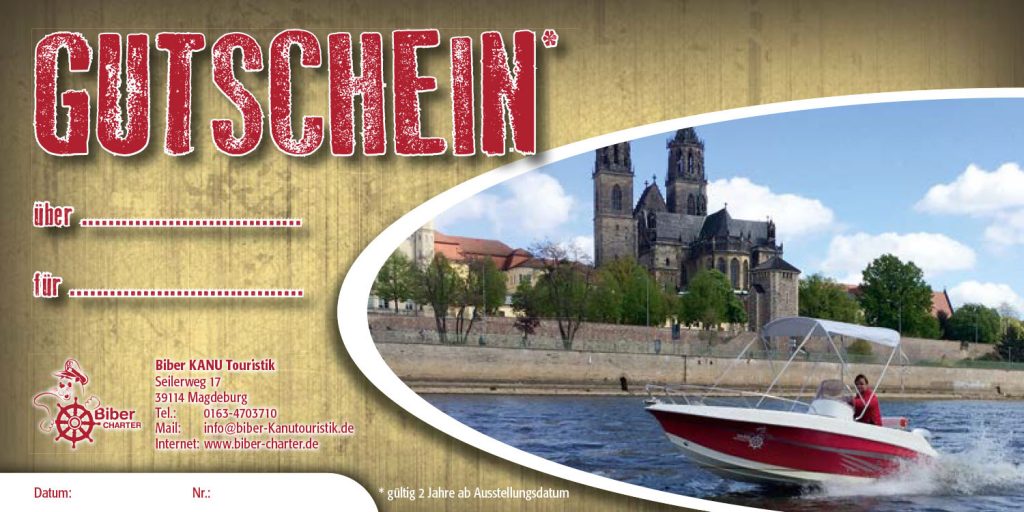 Gutschein_Motorboot Biber SUP StandUpPaddling Magdeburg